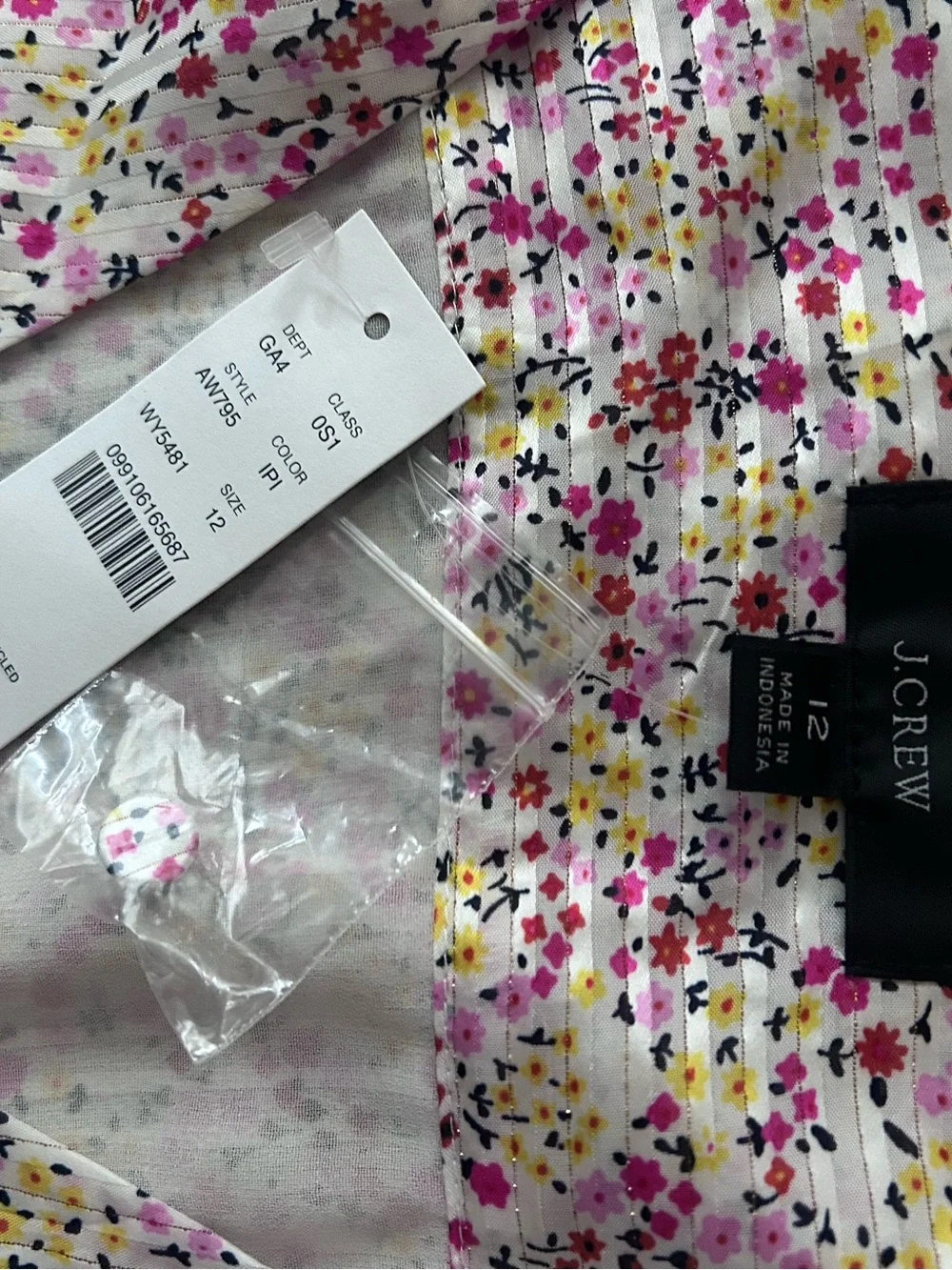 J. Crew Pink Floral Midi Dress with V-Neck
